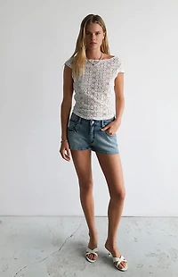 ABRAND Selena 99 Low Rise Denim Shorts