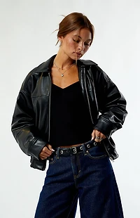 Pacsun Faux Leather Bomber Jacket