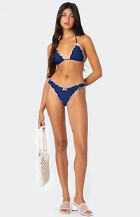 Edikted Golden Ruffle Edge Triangle Bikini Top