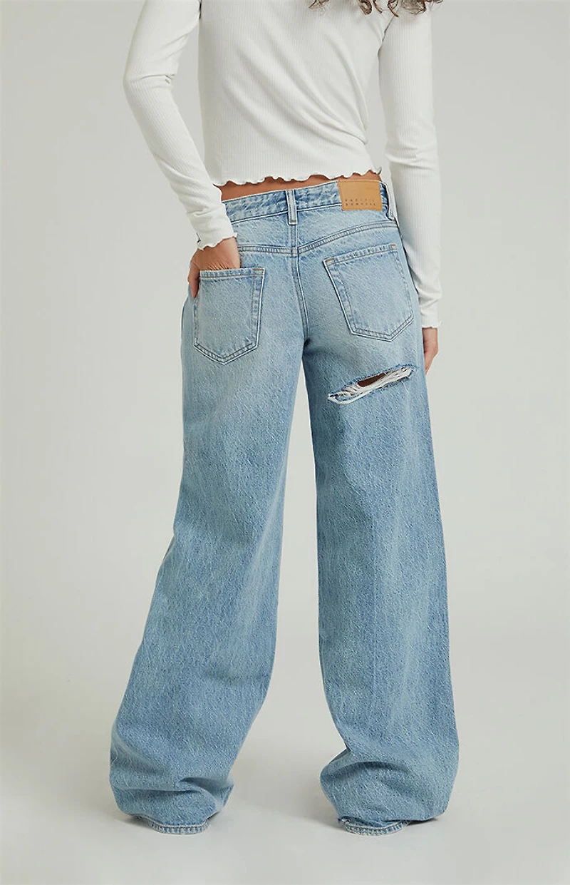 Pacsun Casey Low Rise Baggy Jeans Butt Slit Light Indigo