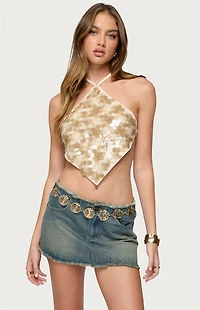 Edikted Dixie Backless Sequin Triangle Top