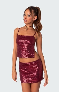 Edikted Cosmo Open Back Sequin Top