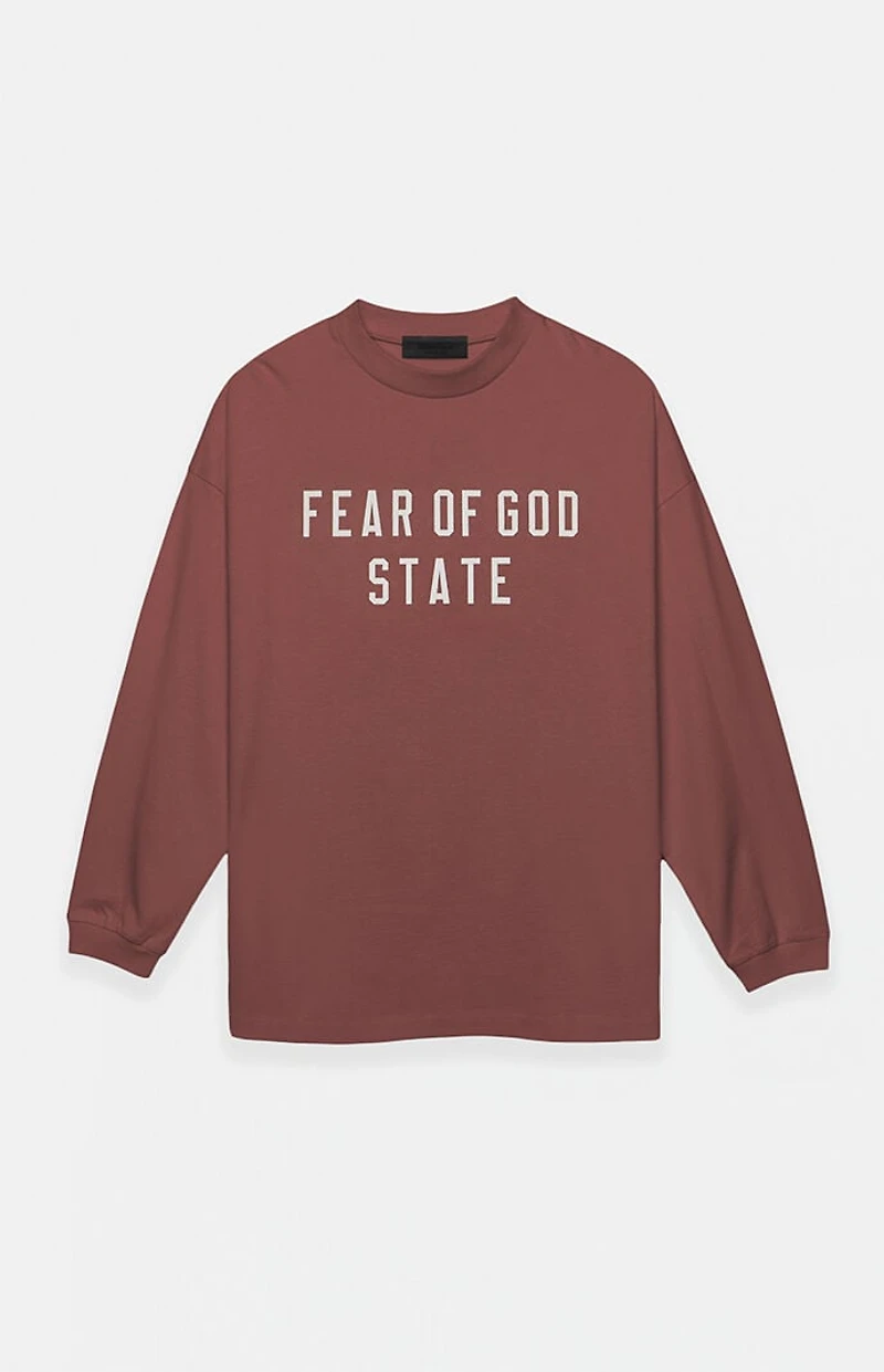 Fear of God ESSENTIALS Crimson Heavy Long Sleeve T-Shirt