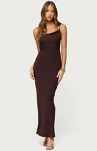 Edikted Shanna Backless Mesh Maxi Dress