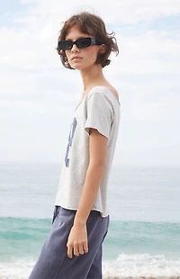 John Galt Light Gray 28 Robyn Off-The-Shoulder Top