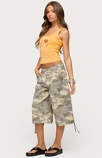 Edikted Camo Cargo Bermuda Shorts