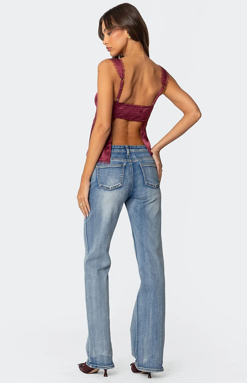 Edikted Loryn Lacey Satin Effect Top