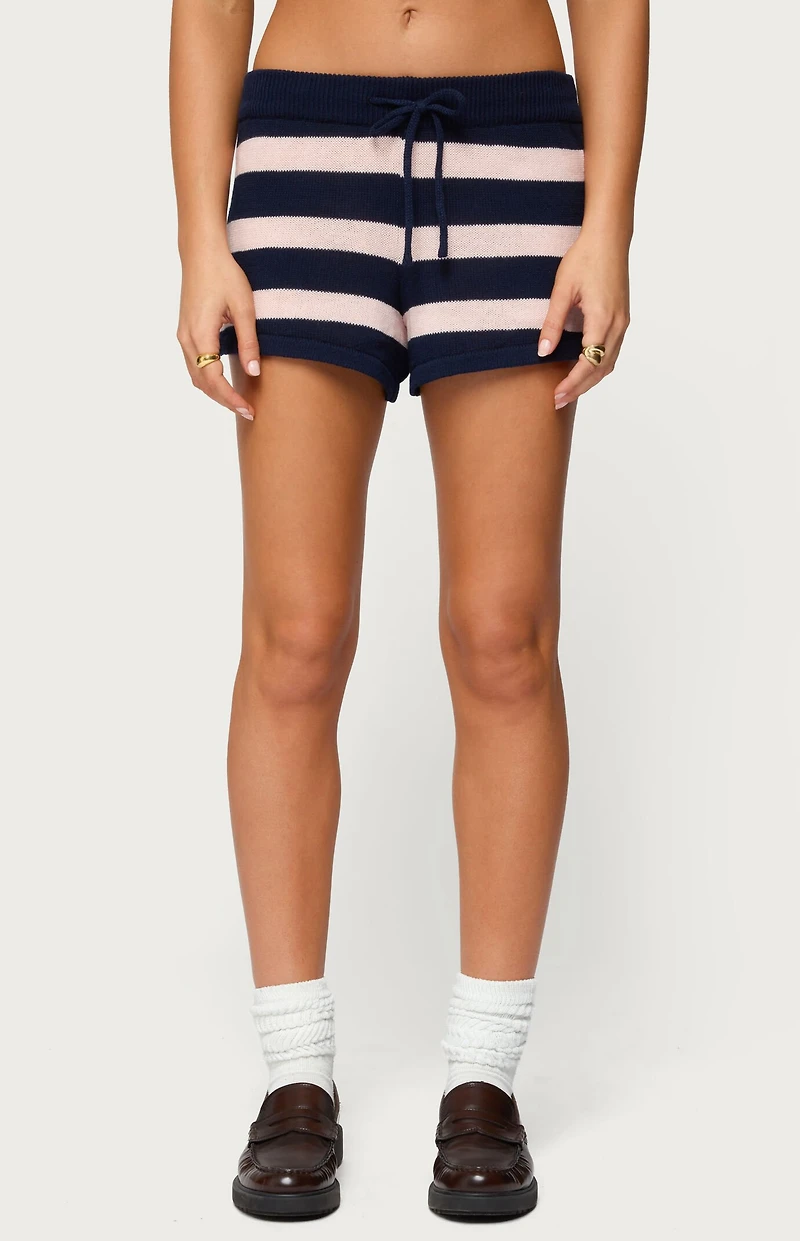 Edikted Amaris Striped Knit Shorts