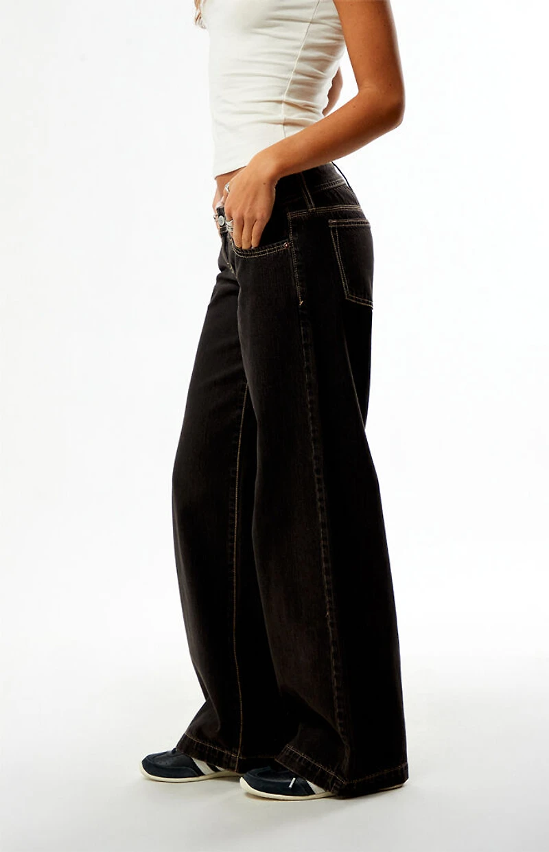 Pacsun Kaia Ultimate Low Rise Baggy Jeans Contrast Stitch Black