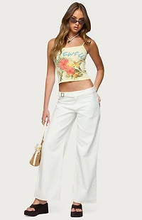 Edikted Buckle Low Rise Straight Leg Pants