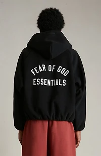 Fear of God ESSENTIALS Black Brushed Yarn Hooded Bomber Jacket