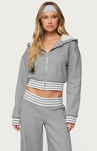 Edikted Eloura Stripey Zip Up Hoodie