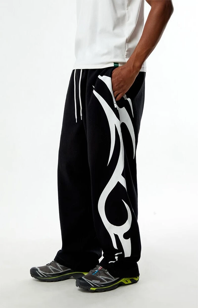 Pacsun Black Tribal Fleece Baggy Sweatpants