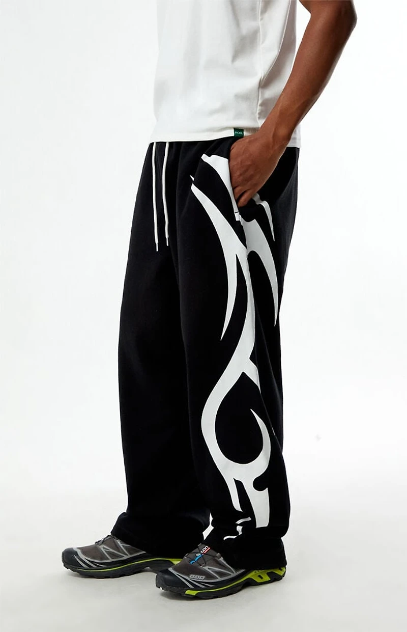 Pacsun Black Tribal Fleece Baggy Sweatpants