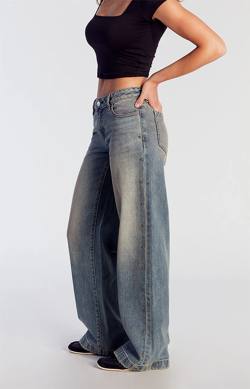 Pacsun Casey Low Rise Baggy Jeans Star Stud