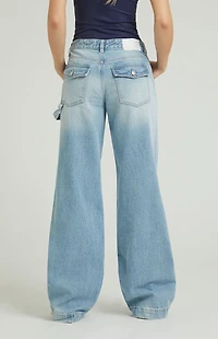 Pacsun Casey Low Rise Baggy Jeans Carpenter Light Indigo