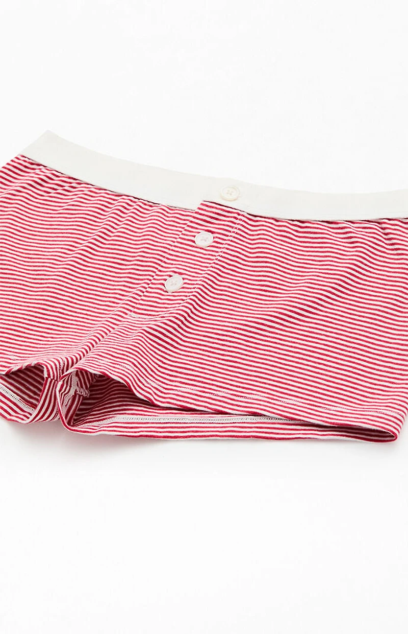 John Galt Red Striped Pajama Boyshorts