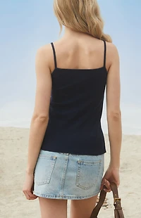 John Galt Navy Archie Lace Tank Top