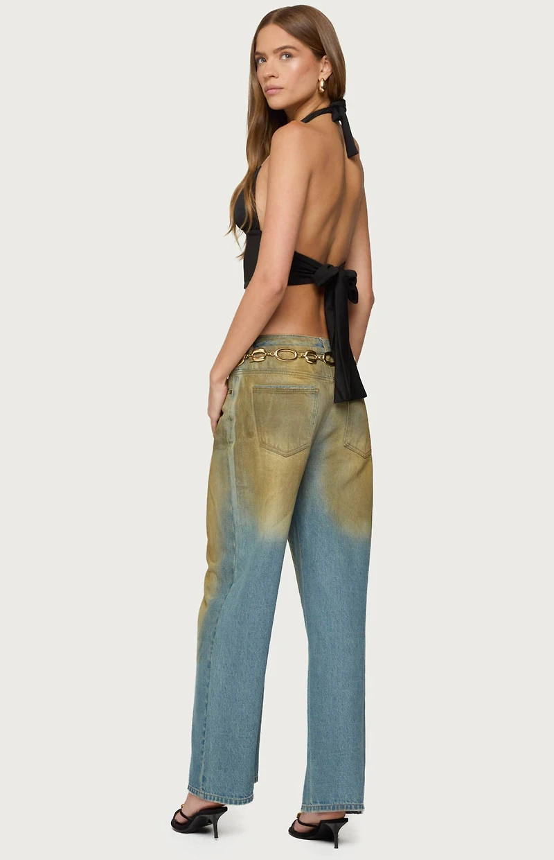 Edikted Aiva Backless Plunge Neck Halter Top