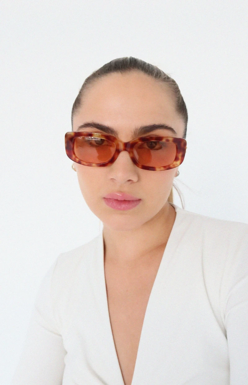 INDY Sunglasses Delancey Tortie Rectangle Sunglasses