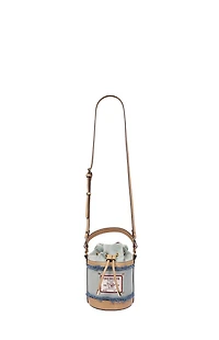 True Religion Buddha Patch Frayed Denim Bucket Bag