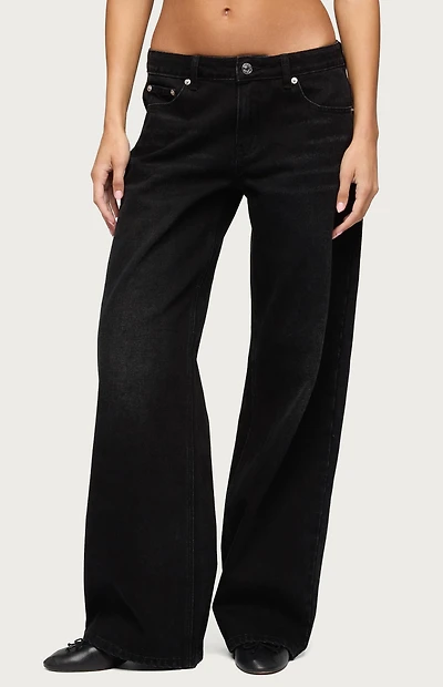 Edikted Raelynn Washed Low Rise Baggy Jeans