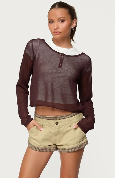 Edikted Kilian Sheer Knit Henley Top