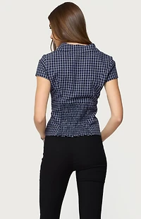 Edikted Oriya Gingham Tailored Button Up Shirt