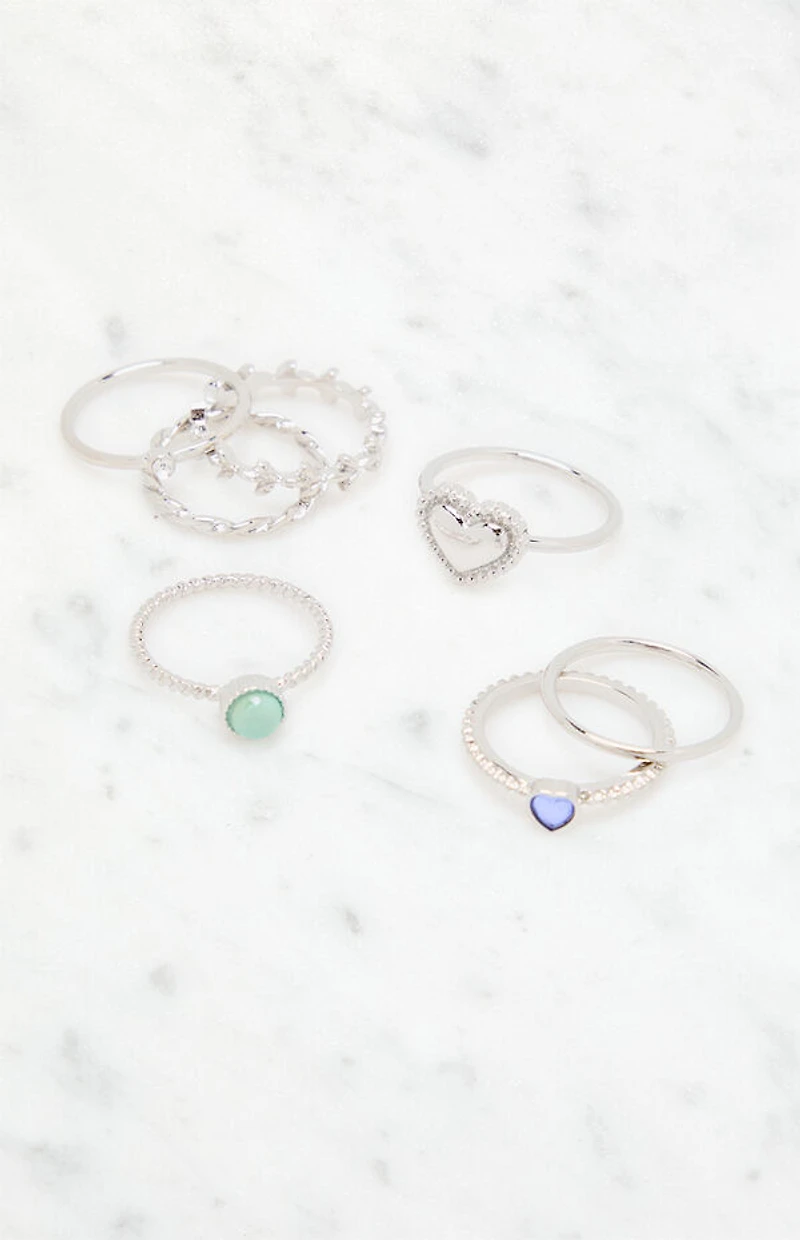 LA Hearts 7 Pack Etched Rings