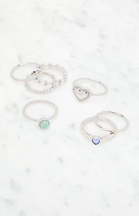 LA Hearts 7 Pack Etched Rings