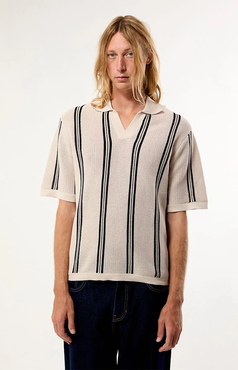 Pacsun White Striped Polo Shirt