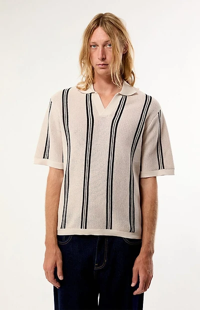 Pacsun White Striped Polo Shirt