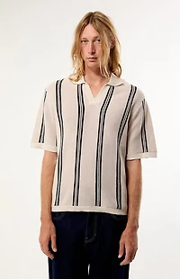Pacsun White Striped Polo Shirt