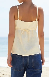 John Galt Yellow Edith Linen Tank Top