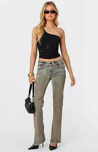 Edikted Bootcut Low Rise Mud Washed Jeans