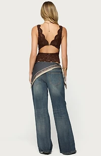 Edikted Della Waist Scarf Low Rise Baggy Jeans