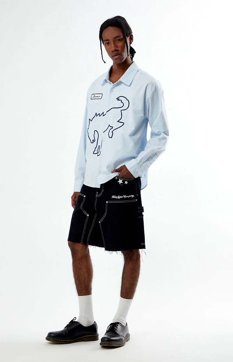 FORD Star Knee Panels Baggy Denim Shorts