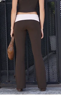 John Galt Brown Contrast Priscilla Flare Pants