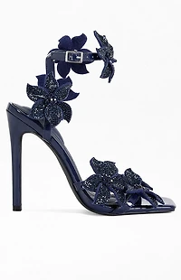 AZALEA WANG Women's Romi Navy Stiletto Sandals