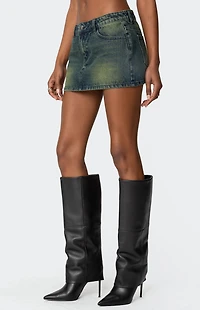 Edikted Riviere Washed Denim Mini Skirt