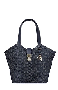 True Religion Dark Denim Horseshoe Charm Tote Bag