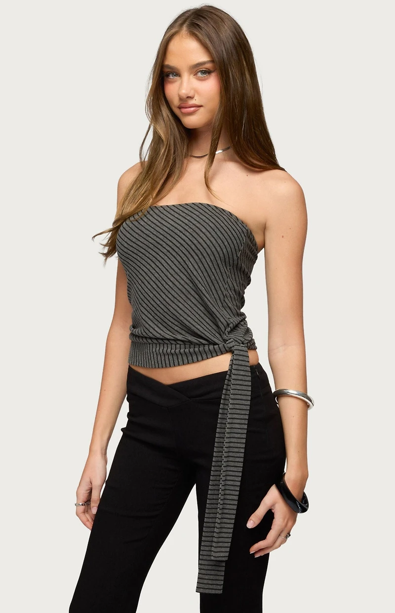 Edikted Margotte Striped Strapless Top