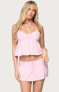 Edikted Selene Lacey Pleated Tank Top