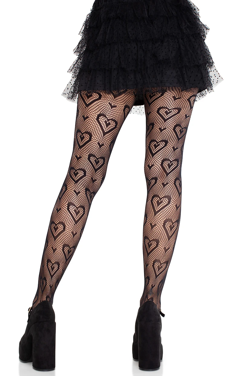 Leg Avenue Double Heart Net Tights
