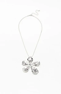 LA Hearts Mega Metal Flower Pendant Necklace