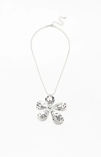 LA Hearts Mega Metal Flower Pendant Necklace