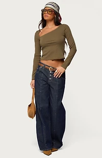 Edikted Rion Asymmetric Long Sleeve Top