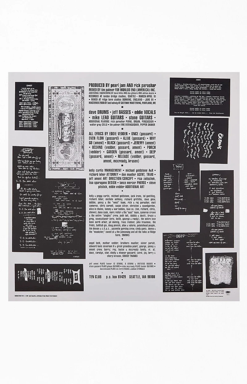 Pearl Jam Ten Vinyl Record