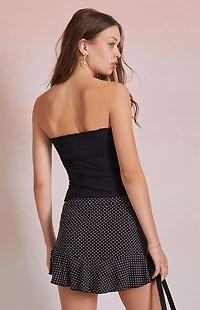 Beverly and Beck Polka Dot Ruffle Mini Skirt