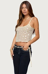 Edikted Onya Iridescent Sheer Knit Top